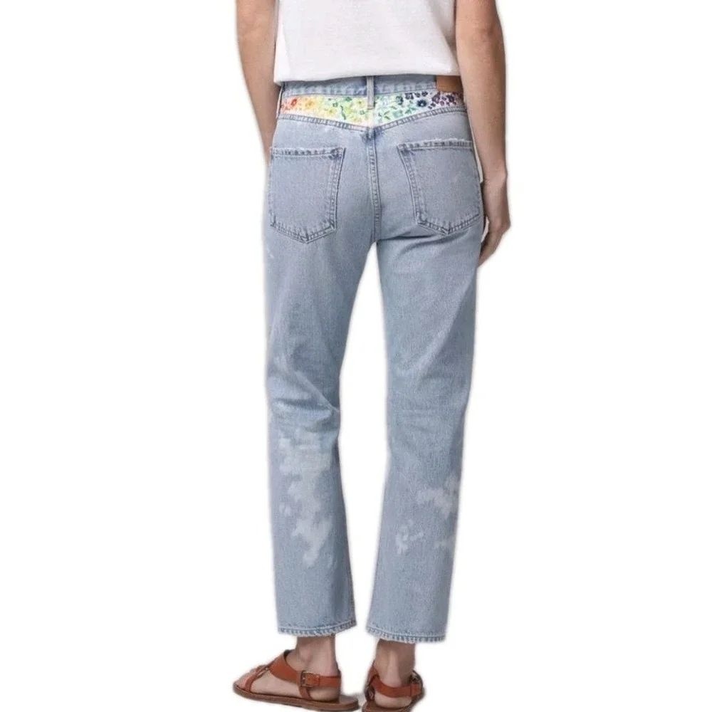 Citizens Of Humanity Jeans 27 Premium Vintage Button Fly Gia Rainbow Embroidered